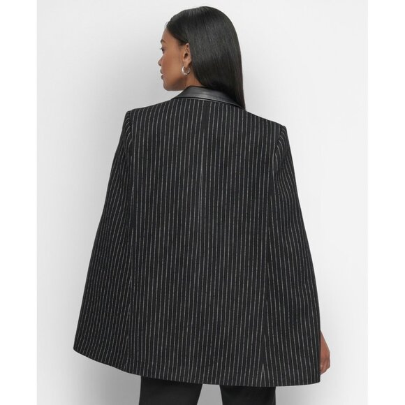 DKNY Women's Pinstriped Cape Jacket Black Size L MSRP $209 - Picture 5 of 5